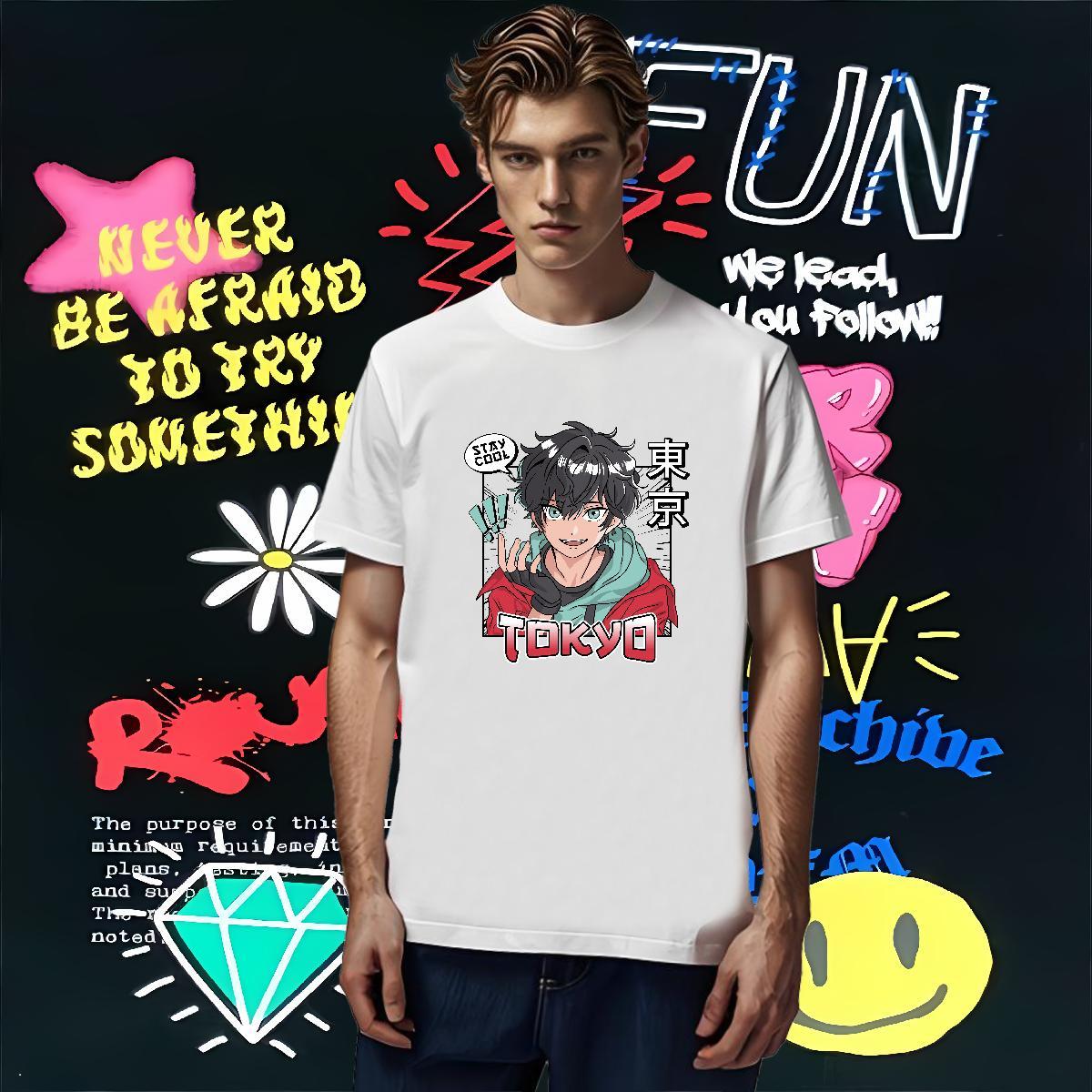 Mens T Shirts 230g 100% Cotton caricature Spring Summer Breathable Customized Tshirts Fashion Designer Popular Clothes