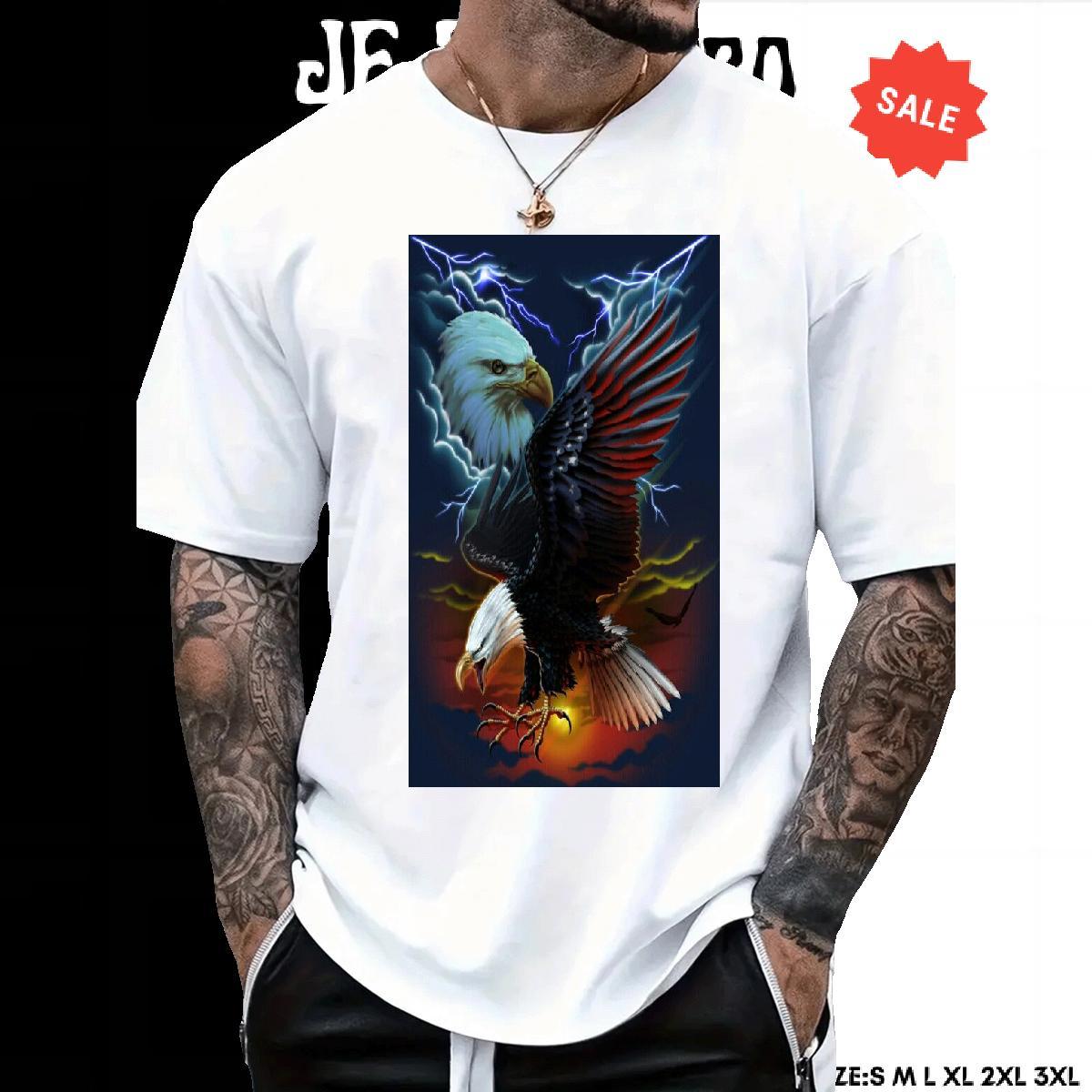 High Quality Tshirts 230g 100% Cotton eagle T shirt Daily Outfit Breathable Soft Custom Cartoon Fashion Design Tee Shirt