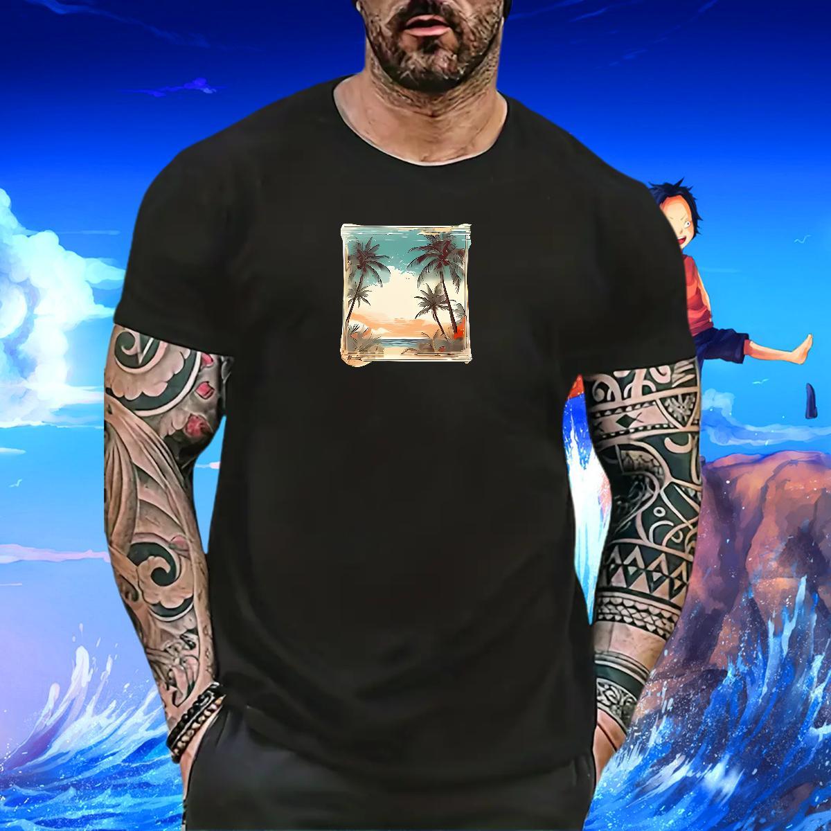 Fashion Casual Men T Shirts 230g Pure Cotton tree Outdoor Top Tees Crew Neck Classic Men Tops Tees Graphic