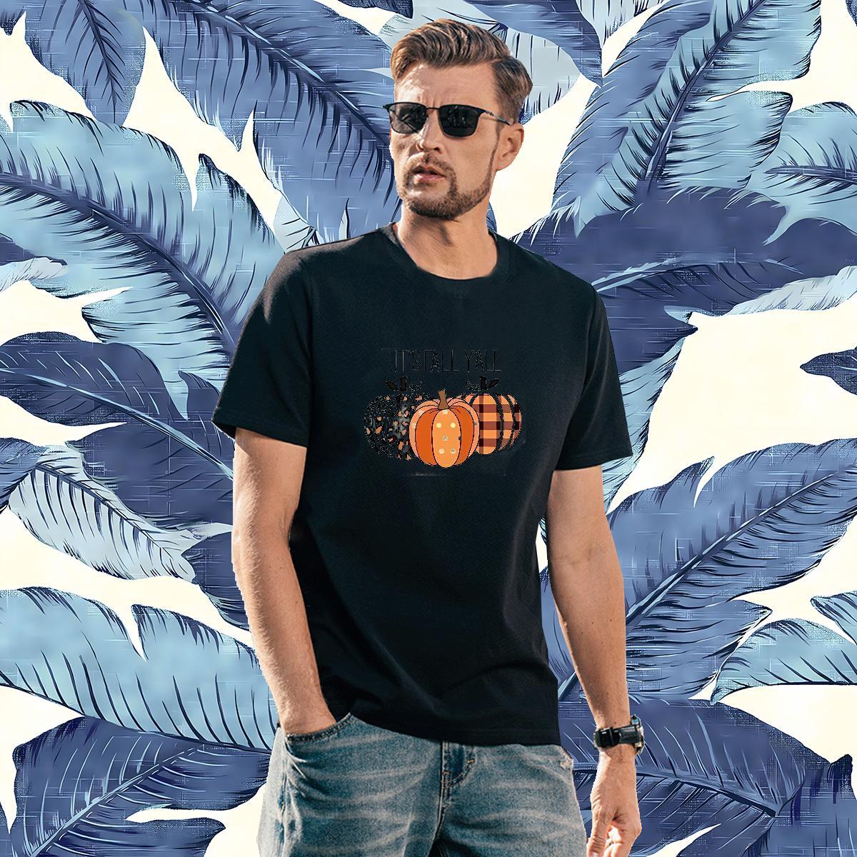 Fashion Casual Men T Shirts 230g Pure Cotton halloween Casual Daily Wear Clothes Breathable Soft Comfortable Men Tops Tees DIY Anime