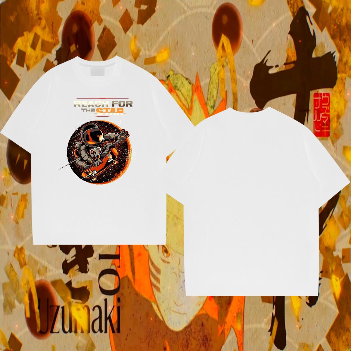 T shirt 100% Cotton 230g cosmonaut Street Casual O Neck Short Sleeves DIY Printed Couples T Shirts 2024 DIY Loose Tops