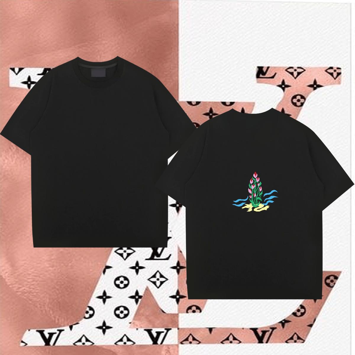 New Arrival T Shirt For Man 230g 100% Cotton flower Hip Hop Top Tees Short Sleeve O-Neck Wholesale Men Tees Floral Print