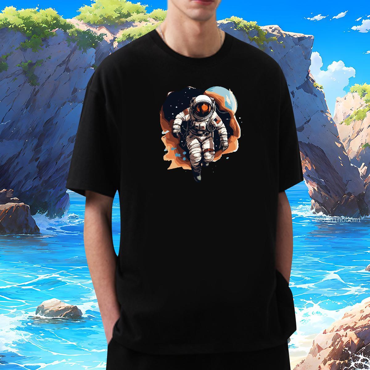 T-Shirts for Men 100% Cotton 230g universe Daily Outfit Breathable Crew Neck Customized Men Tops Tees New Unisex Top Tees