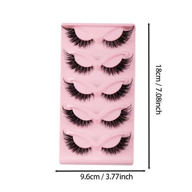 5 pairs of cat eye eyelashes 3D natural false eyelashes fluffy soft crossed transparent eyelashes cartoon eyelashes Wispy eyelash makeup W240803