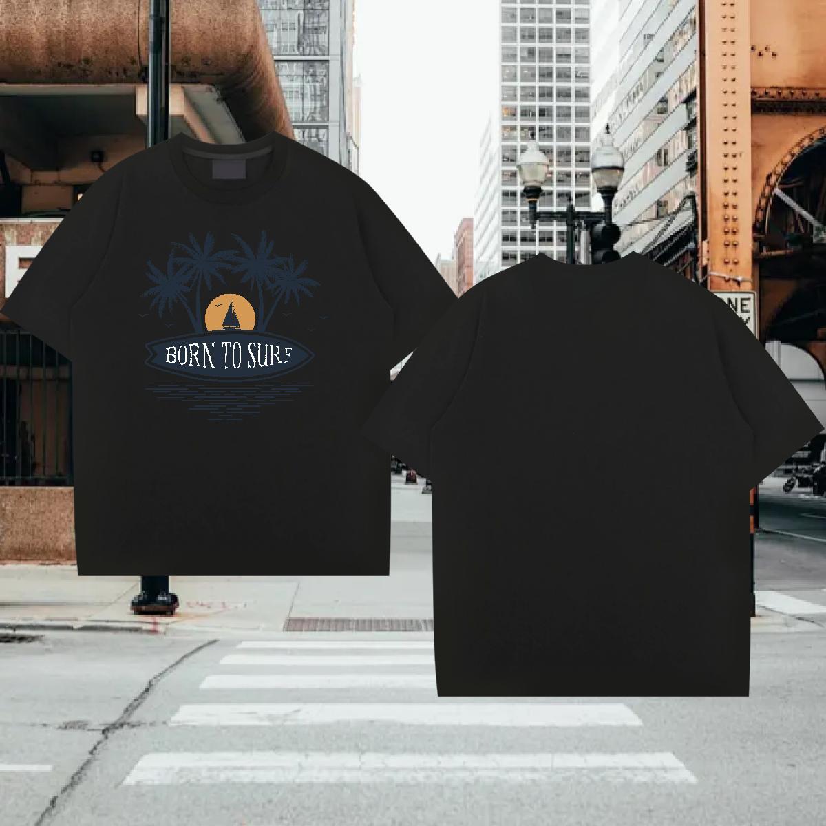 T-Shirts for Men 230g Pure Cotton tree Casual Beach Breathable Short Sleeve White Plus Size Men Clothes T-Shirt 2024 DIY Soft Tops