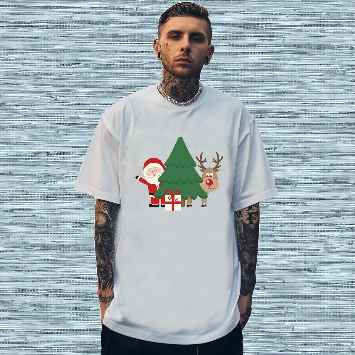 2024 New T shirt 230g Pure Cotton Christmas Outdoor Tops Breathable Short Sleeve Designer Men Tops Tees Plus Size Custom