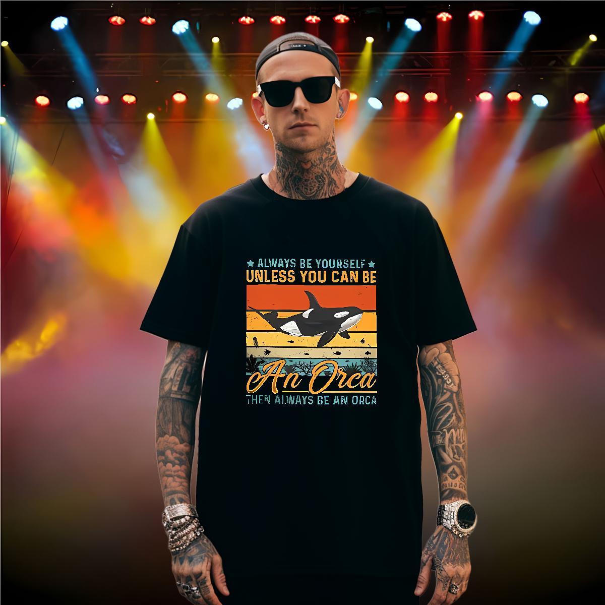 T-Shirts for Men 230g 100% Cotton dolphin Street Wear Breathable Crew Neck Customized Tshirts 2024 Summer Soft Tee Shirt