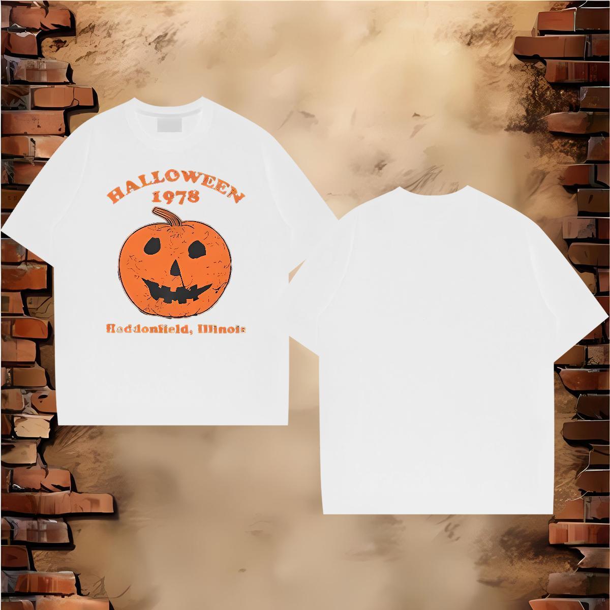 New Arrival Men T Shirts 230g 100% Cotton pumpkin Spring Summer Wear O-Neck Short Sleeve Popular Couples T Shirts Skull