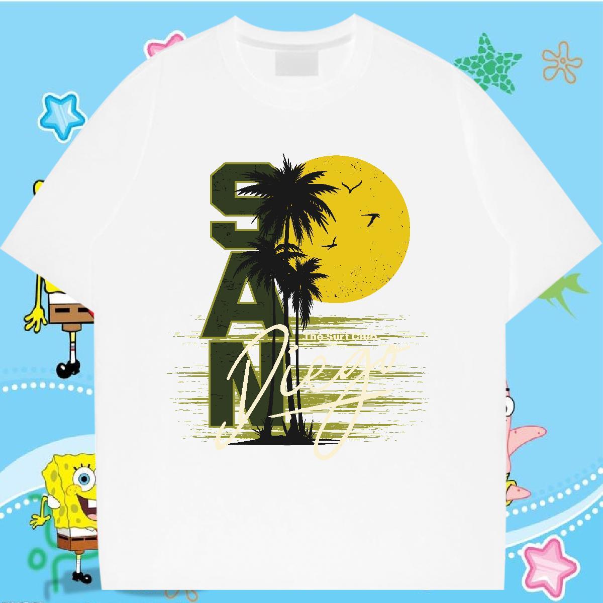 Free Shipping Womens T Shirts Short Sleeve O-Neck Unisex Tshirts Anime sun Summer Casual 100% Cotton 230g 2024 Top Shirts