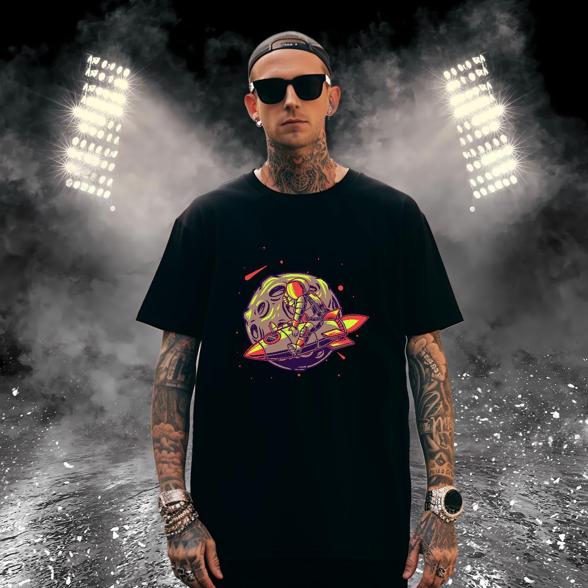 Mens T Shirts 230g 100% Cotton universe Street wear Hip Hop O Neck Short Sleeves Oversized Men Tshirts Fashion New Cool Design Clothings