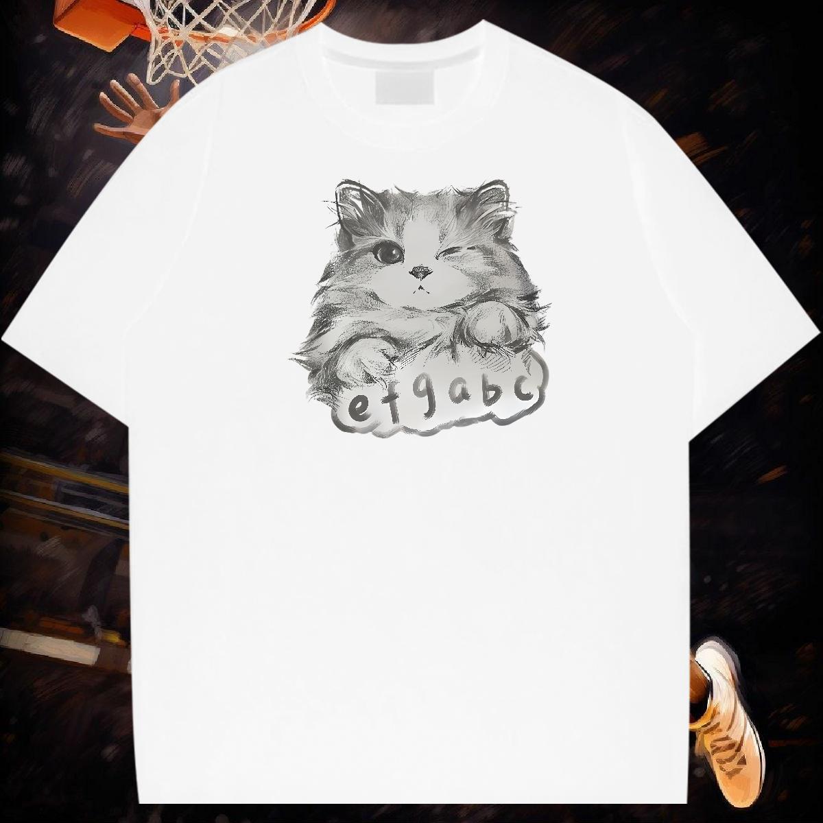 New Arrival Mens T Shirts 230g Cotton cute High Street Hip Hop Clothes Pure Cotton Cool Men Tees DIY Logo Oversized