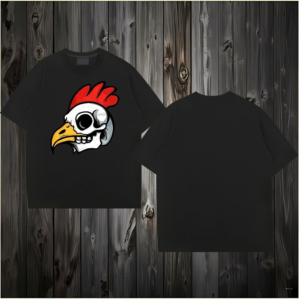 2024 Summer T-Shirts 230g Cotton chicken Casual Daily Wear Tee Shirt Breathable Short Sleeve Soft Tshirts DIY