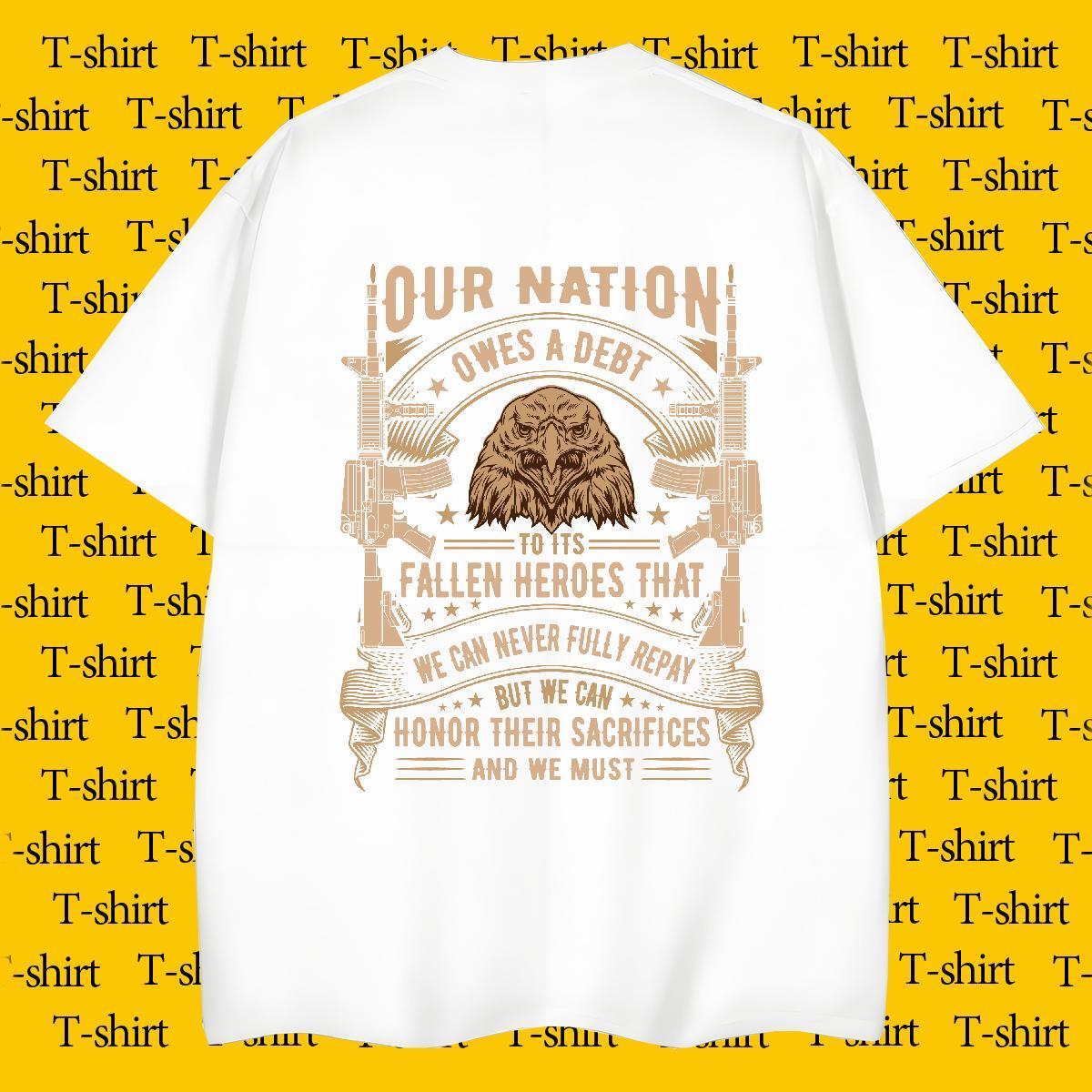 T shirt 230g Pure Cotton cool High Street Hip Hop Short Sleeve Soft Cartoon Printing L-4XL Men Clothes T-Shirt 2024 Summer Unisex Polos