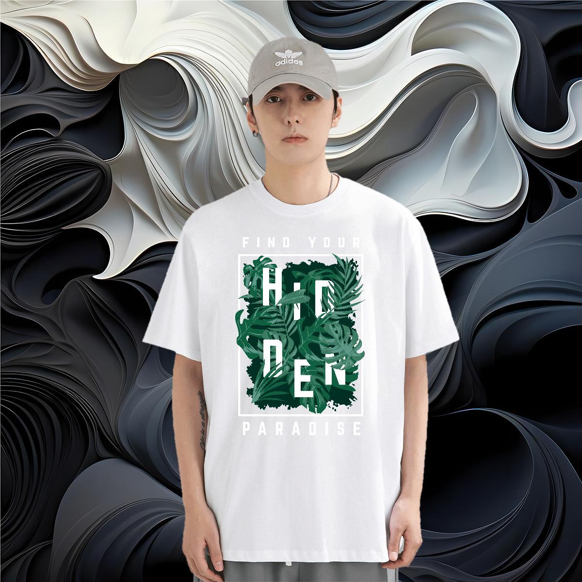 T-Shirts 230g Pure Cotton tree Daily Wear O Neck Short Sleeves Custom Print Plus Size Men Tees Fashion Casual Loose Fit Tshirts