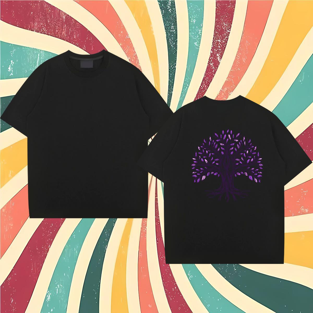 Classic Mens T Shirts 230g 100% Cotton tree Anime Printing Street Tees Crew Neck TOP Quality Couples T Shirts White Plus Size