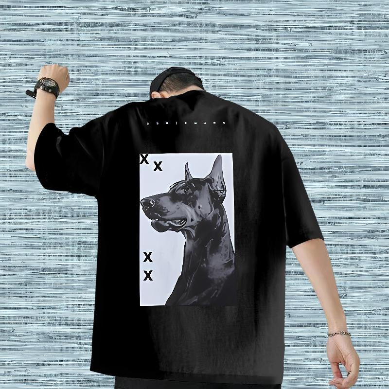 Fashion New Men T Shirts 230g Cotton dog Beach Tshirts Breathable Short Sleeve Free Shipping Tshirt for Man Woman Black Oversized