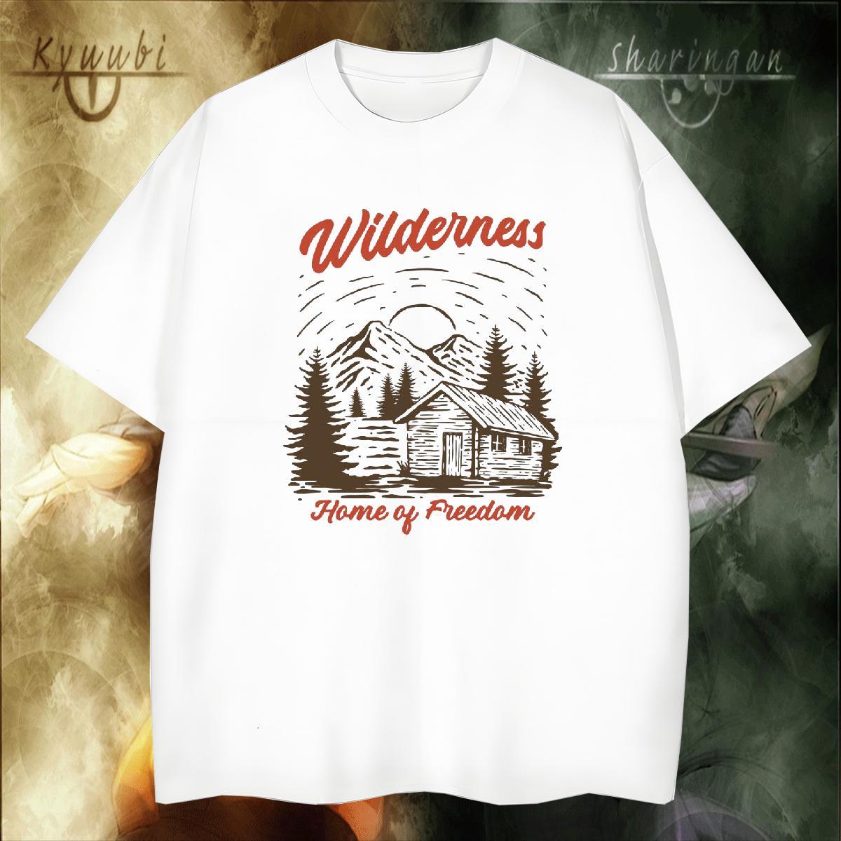 Comfortable Tshirts 230g 100% Cotton Hip Hop Street mountains DIY Printed Breathable Crew Neck 2024 New T shirt Wear