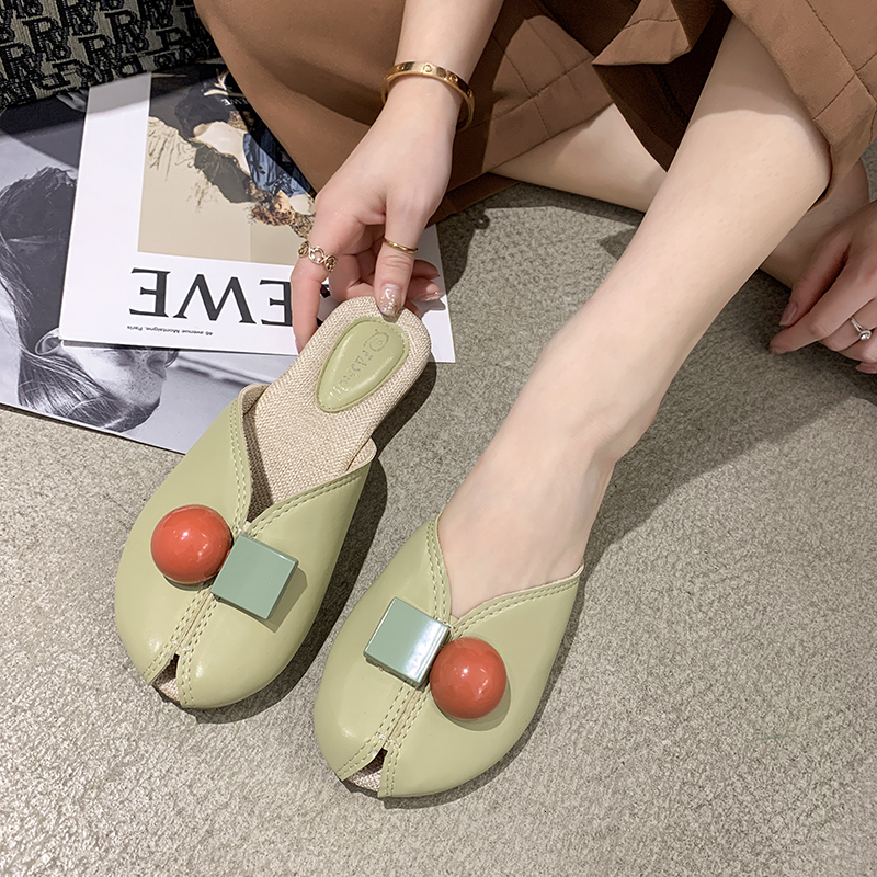 2021 Fashion Flat Beach Summer New Slippers Women Muller Fish Mouth Comfortable Ladies Shoes