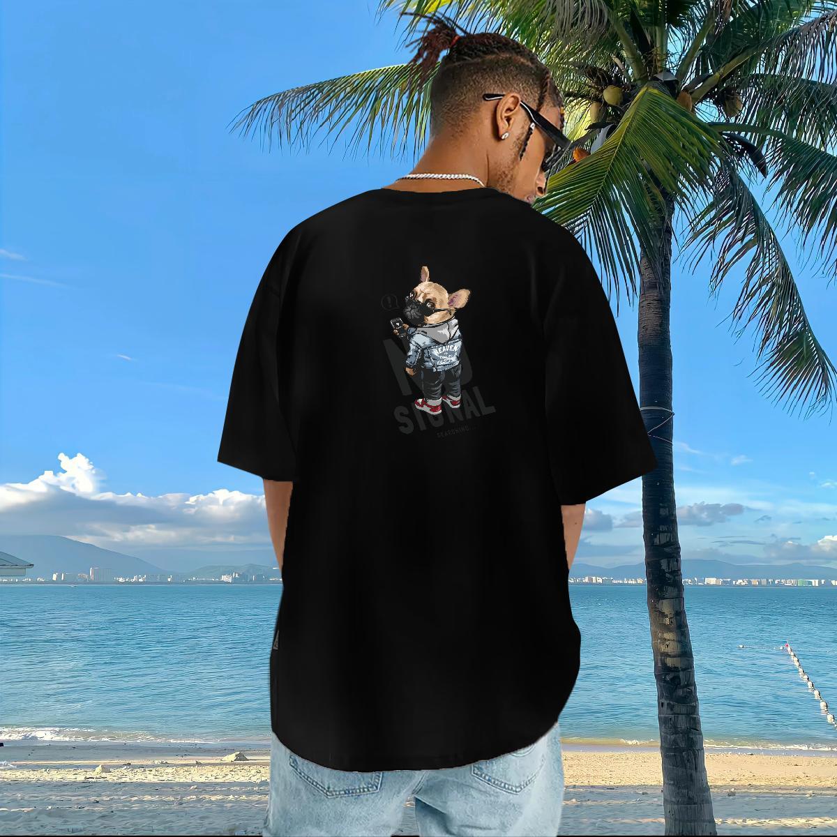 2024 Man T Shirts 230g 100% Cotton dog Casual Tee Shirt Short Sleeve O-Neck Brand Mens Tshirts Cartoon Printing L-4XL