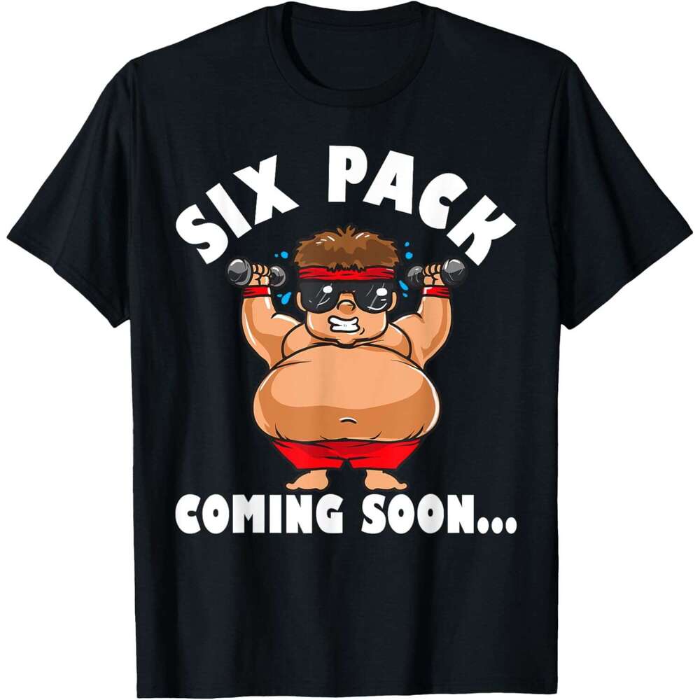 Mens T shirt Men Funny Gym Six Pack Coming Soon - Cartoon design T-Shirt shirts tshirt graphic tee Casual tops summer clothes Short sleeve