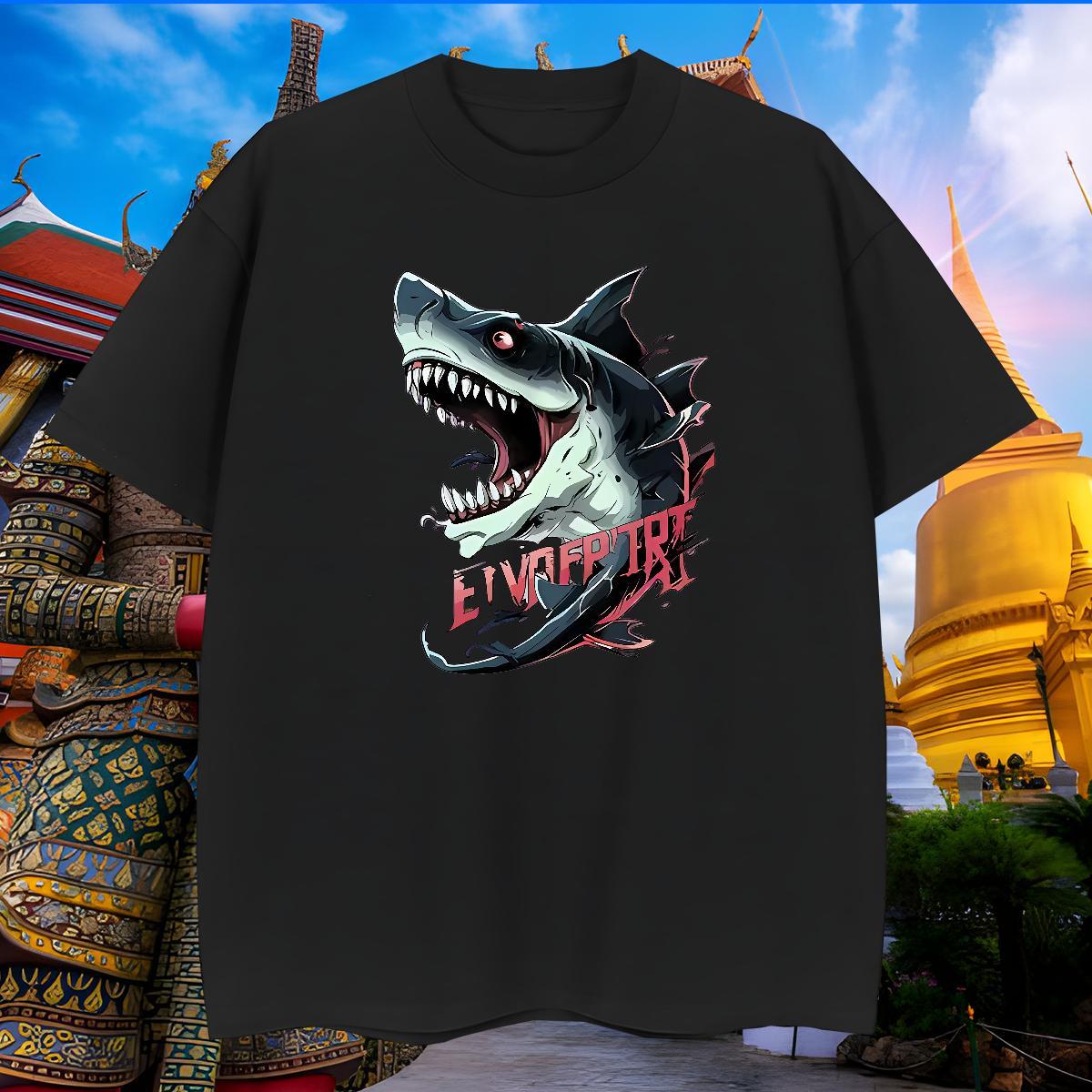 Cool Design Men Clothes T-Shirt 230g Cotton shark T-Shirts Home Outdoor Breathable Short Sleeve Customized Fashion Design Polos