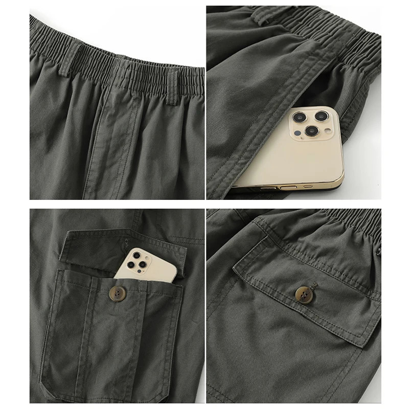 Cargo Pants Men Military Work Overalls Loose Straight Tactical Trousers Multi-Pocket Baggy Casual Cotton Army Slacks Pants 240806