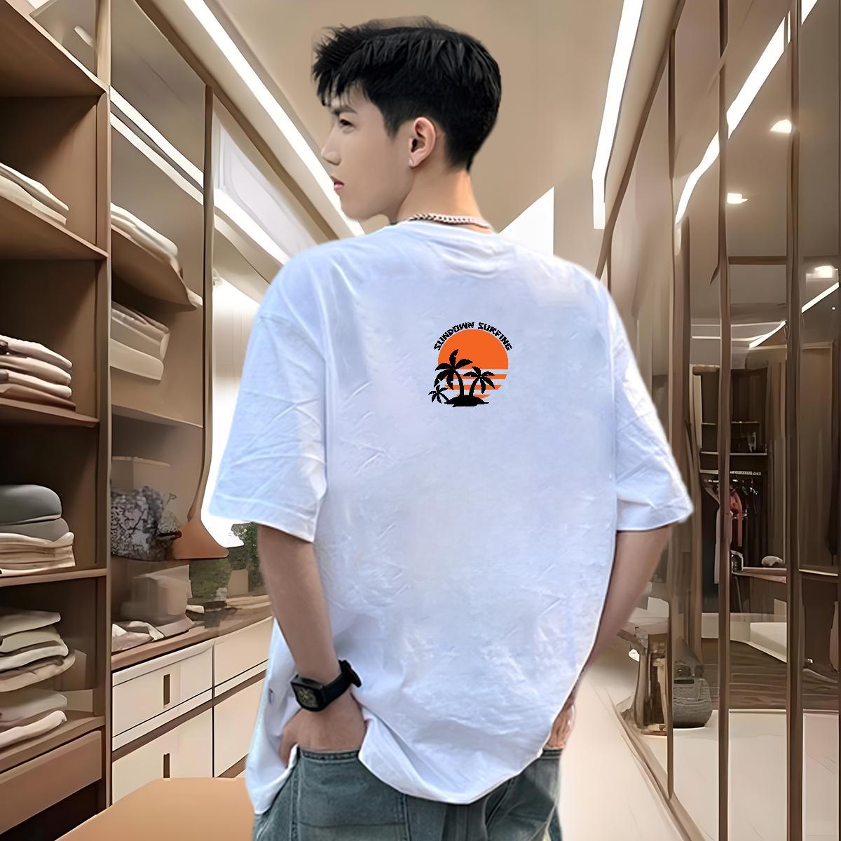 2024 New Mens T Shirts 230g 100% Cotton tree Street Clothes Pure Cotton Free Shipping Mens Tshirts Black White