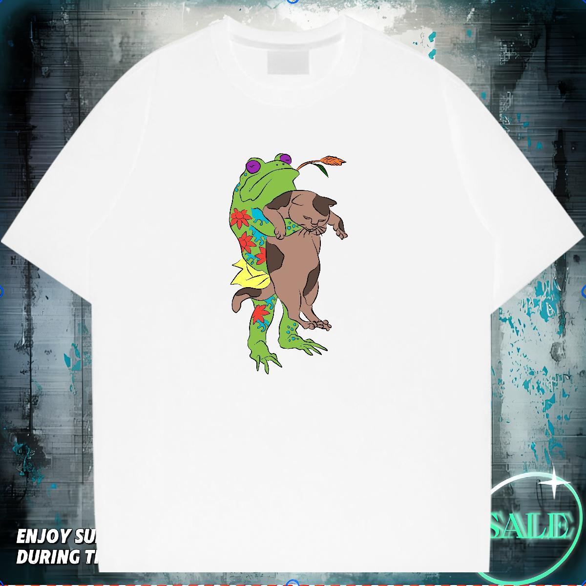 2024 Designer Man T Shirts 230g Cotton Frog Daily Outfit Tops Tees Short Sleeve Soft Unisex Men Tshirts Custom Anime