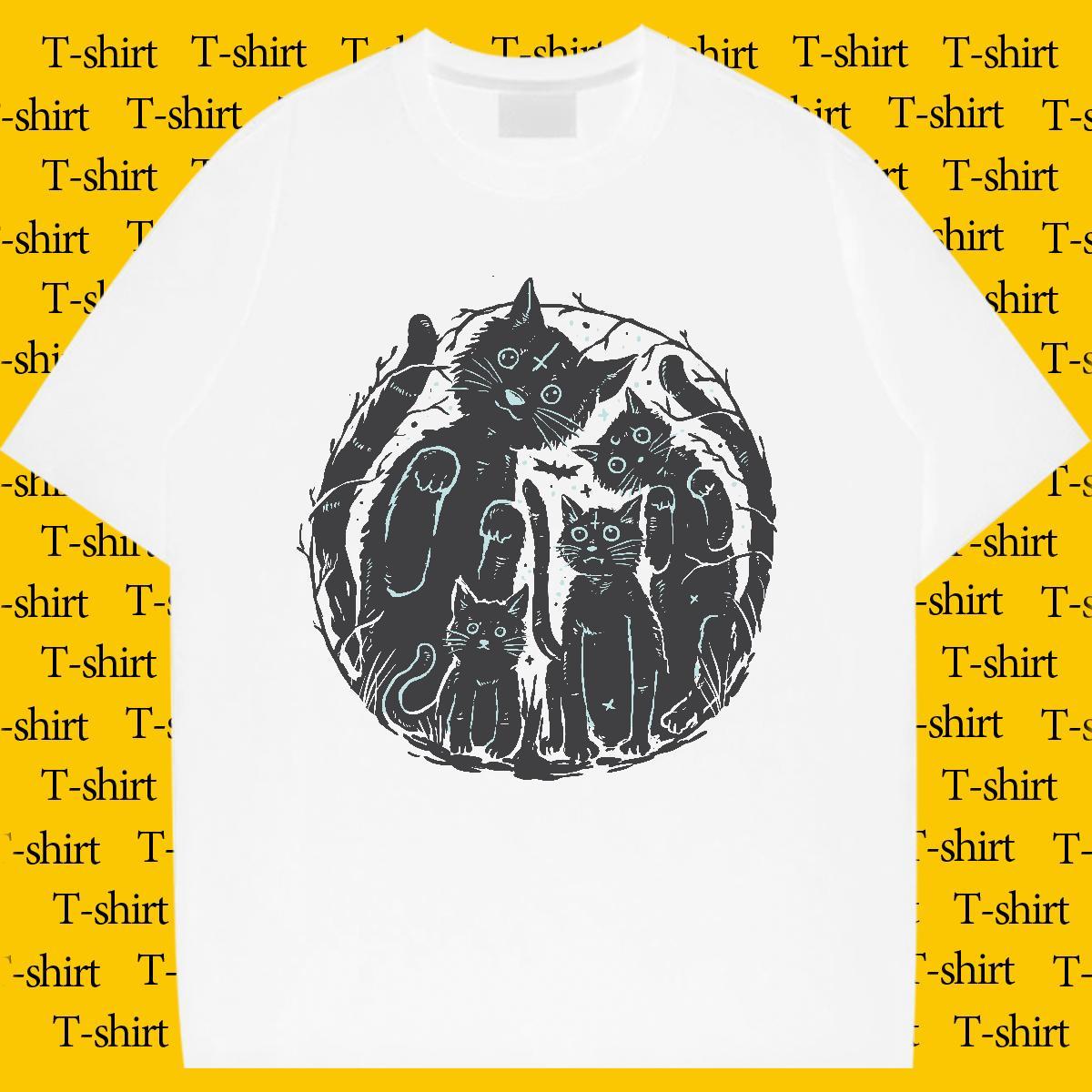 Unisex T Shirt For Woman Breathable Soft Tshirt for Man Woman DIY Anime cat Hip Hop 230g Cotton 2024 Top Shirts