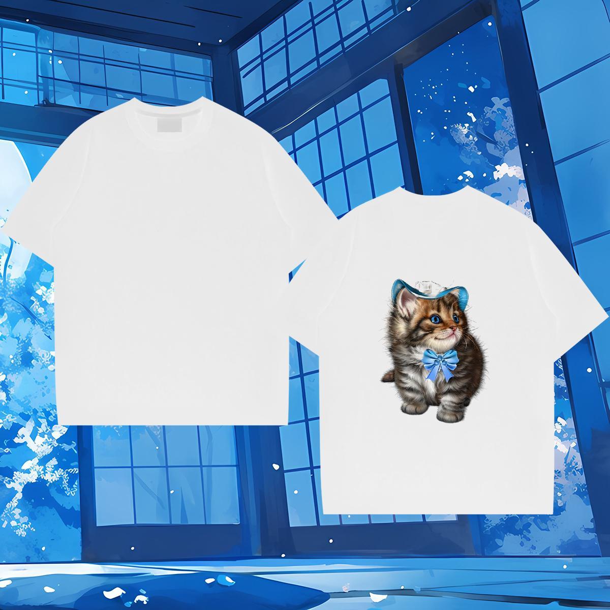 Fashion Casual Mens T Shirts 230g 100% Cotton cat Hip Hop Street Tops Tees Crew Neck Breathable Free Shipping Mens Tshirts Oversized 4XL