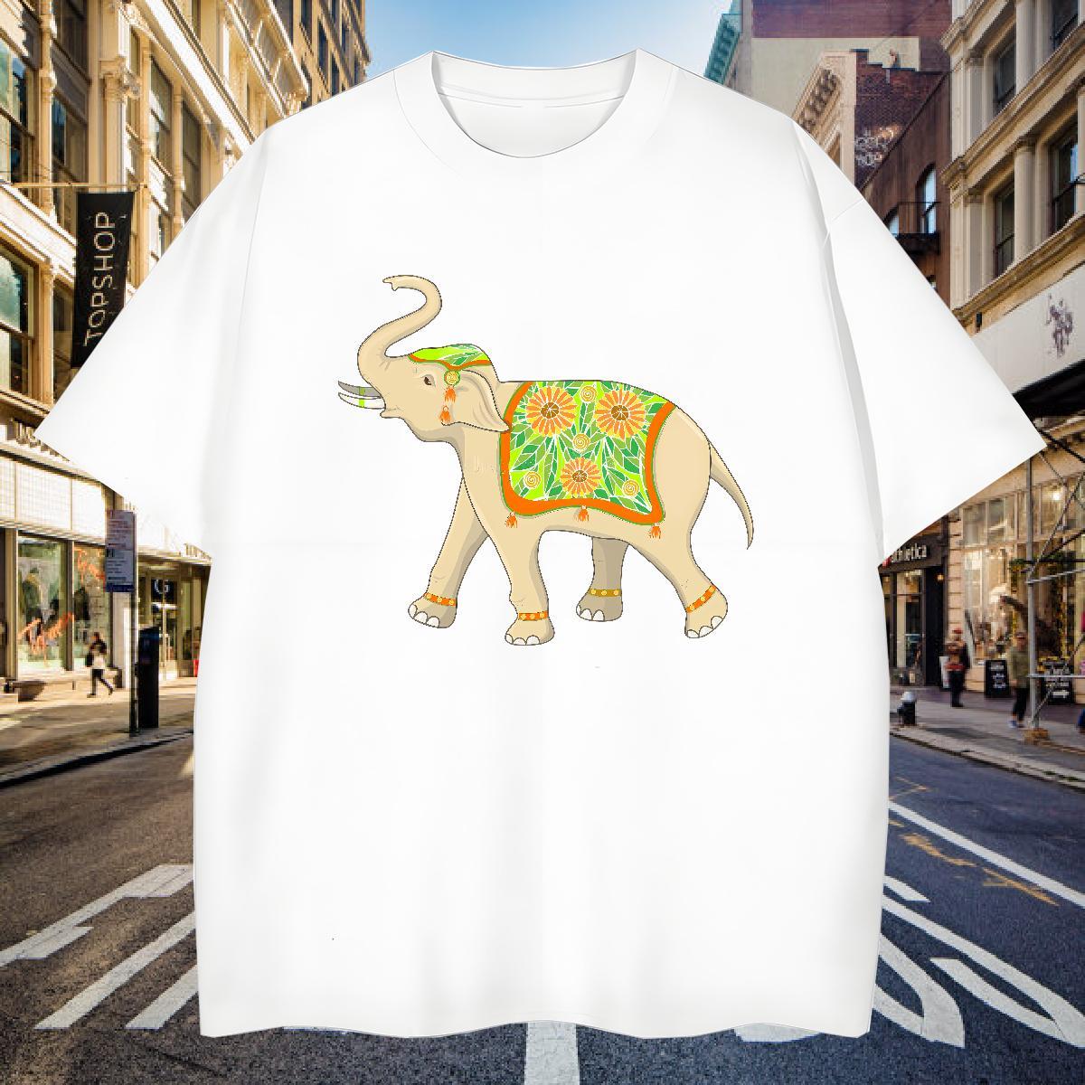 T Shirts Men 230g Cotton elephant Summer Casual Breathable Soft DIY Printed Couples T Shirts Custom Comfortable Tshirts