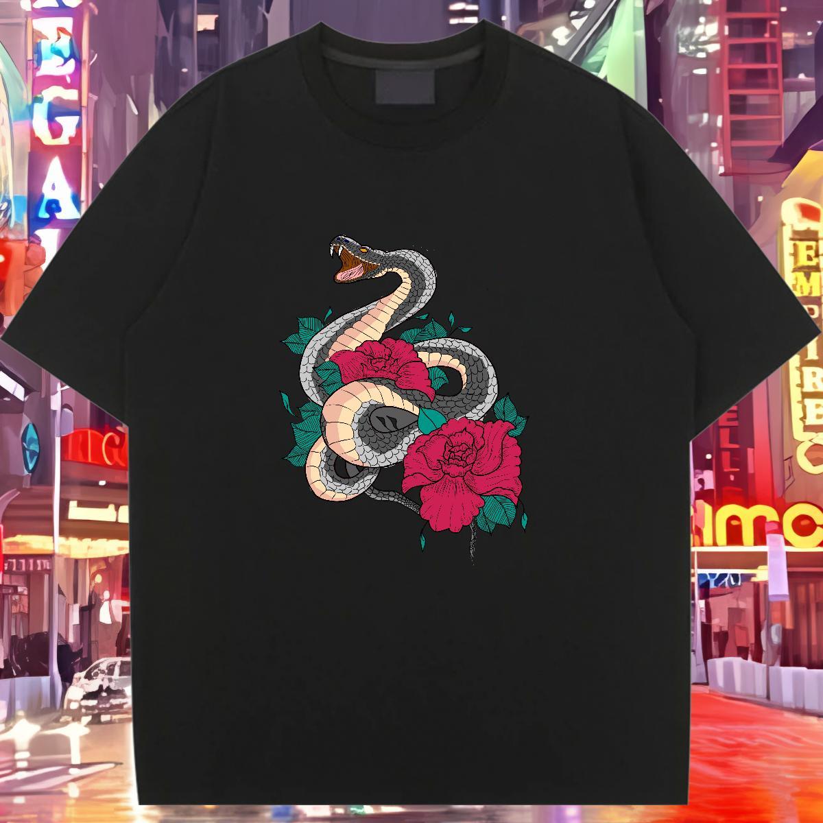 Designer Nice T Shirts Women Comfortable Lady T shirt DIY Anime snake Casual Sport 230g 100% Cotton TOP Quality Tees Shirts