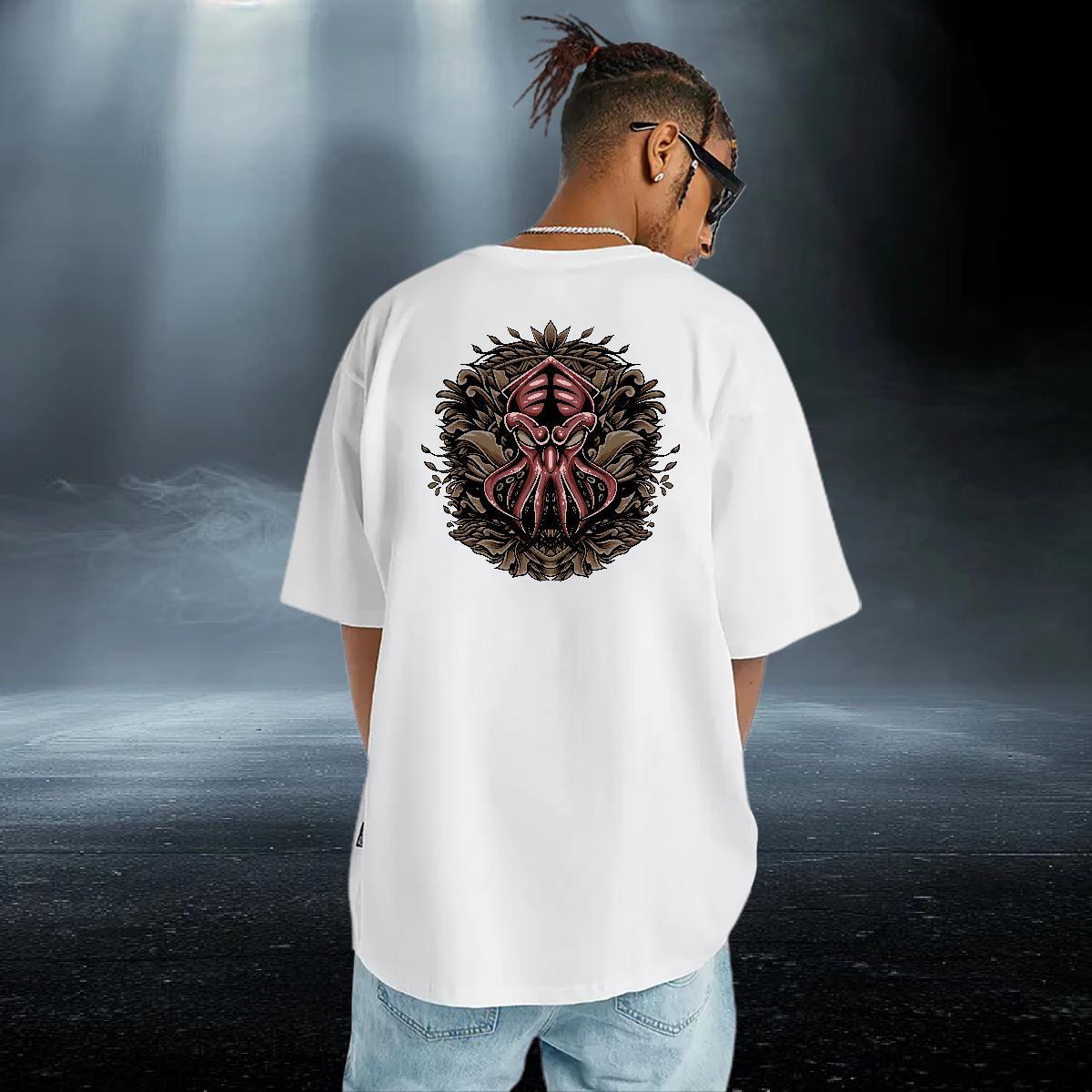 2024 Designer Men T Shirts 230g Pure Cotton octopus Street Wear Tops Crew Neck High Quality Men Tops Tees White Plus Size