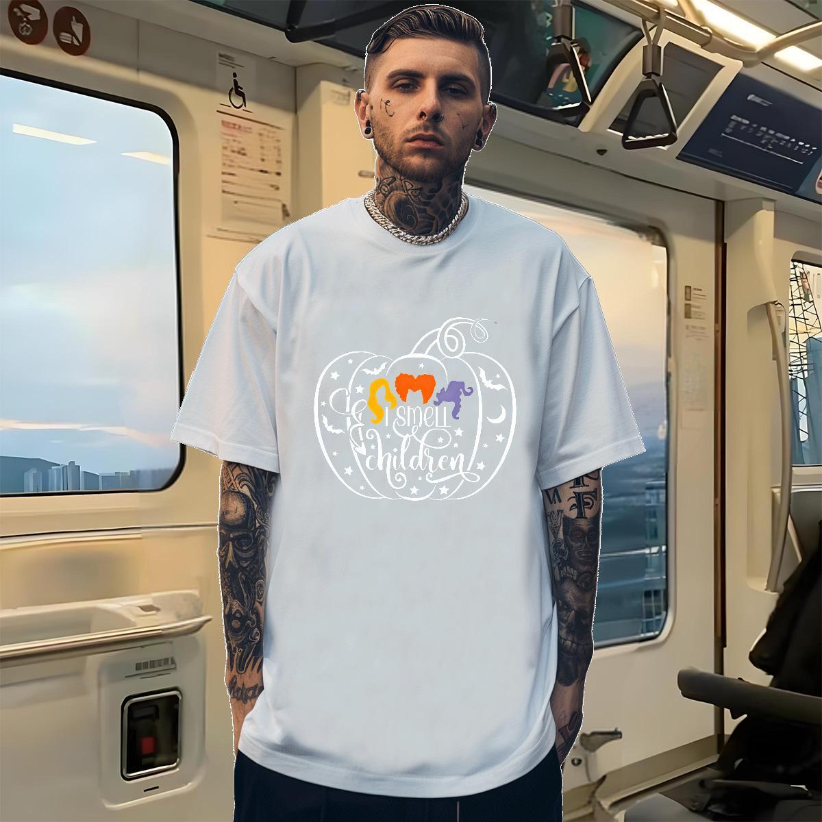 Fashion Design T-Shirts for Men 230g Cotton halloween High Street Hip Hop Wear Breathable Short Sleeve Cool Design Men Clothes T-Shirt Custom Cartoon