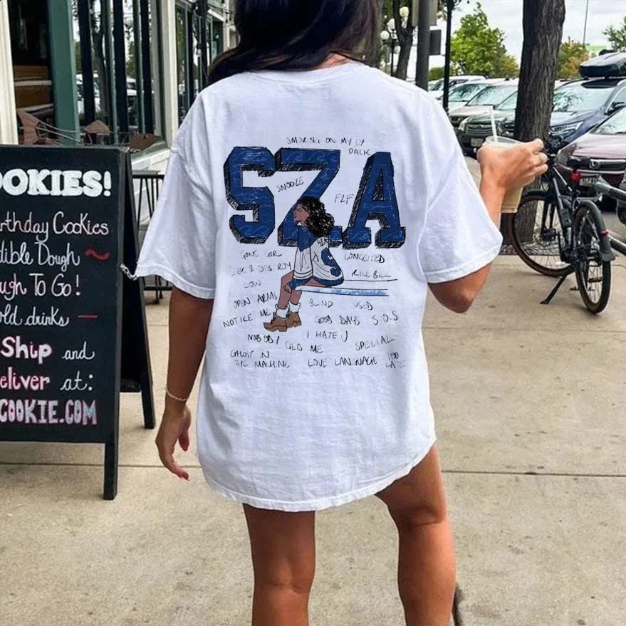 SZA SOS Song Men Women T Shirt Summer Short Sleeve Vintage Pure Cotton Round Neck T Shirt Large Size T Shirt 240806
