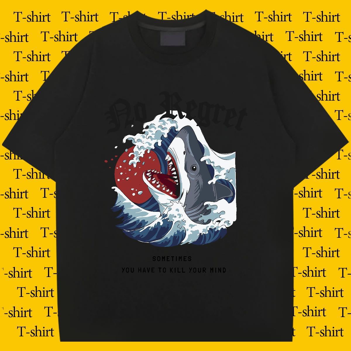 Comfortable Tshirts 230g Cotton Daily Outfit shark Asian Size Breathable Soft Fashion New Man T Shirts Tops Tees