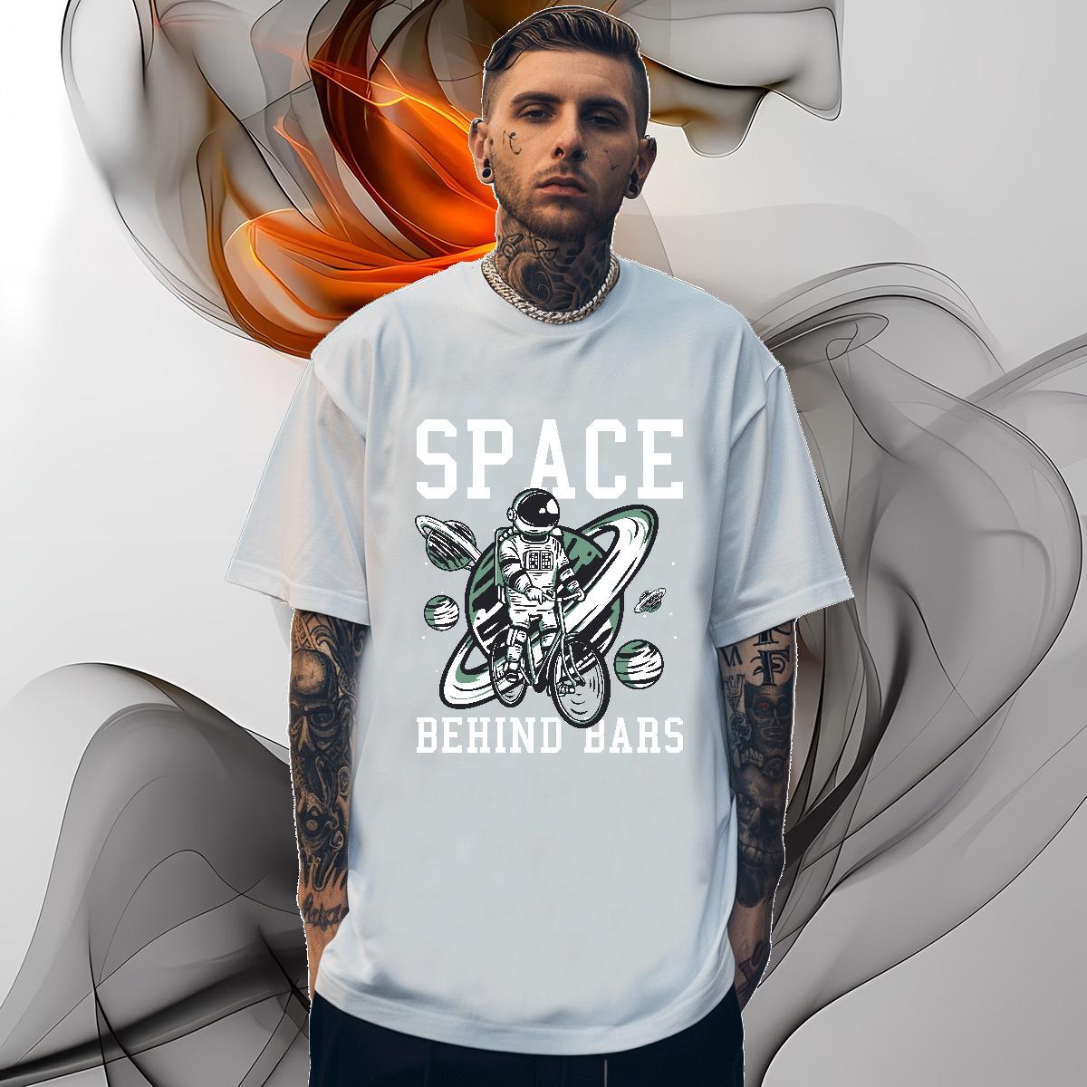 T-Shirts for Men 230g Cotton universe Sports Casual Breathable Black Oversized Men Tops Tees Free Shipping Cool Tops Shirt