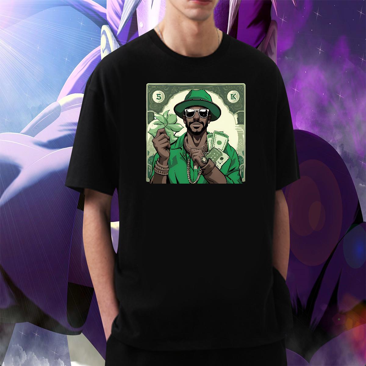 Unisex Men Tops Tees 230g Cotton Daily Wear cash Cartoon Print O-Neck Short Sleeve Customized Man T Shirts Top Tees