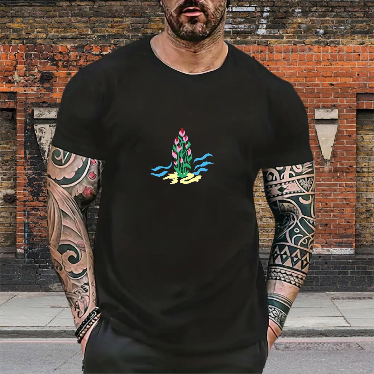 Custom T-Shirts for Men 230g Cotton flower Street Wear Tee Shirt Pure Cotton Wholesale Men Tops Tees Custom Printed