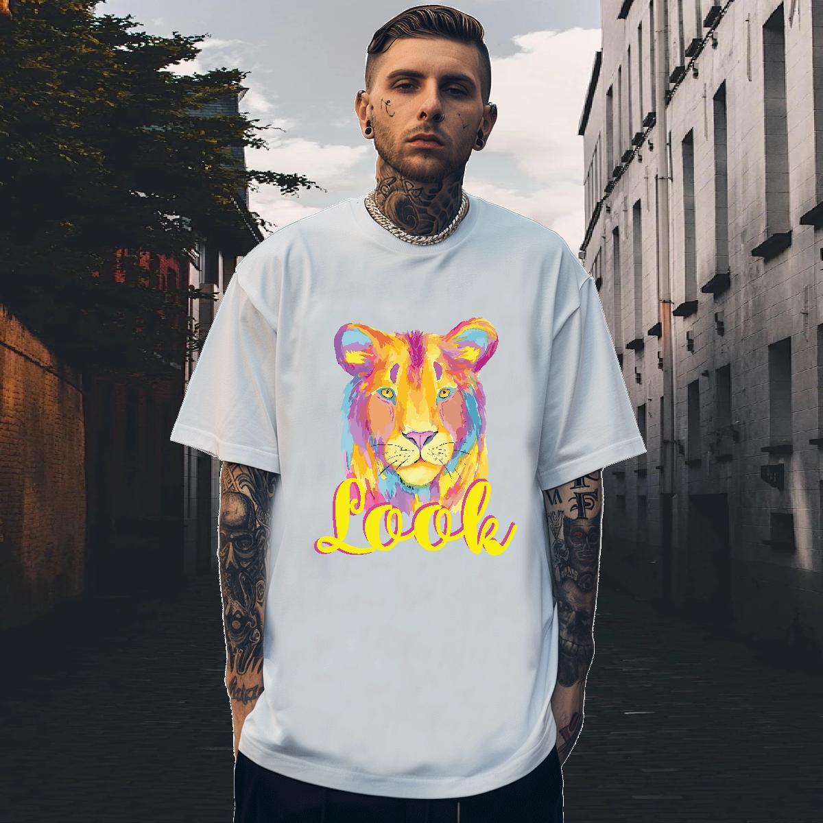 Classic T-Shirts for Men 230g Pure Cotton Daily Wear Tops Shirt Breathable Crew Neck Comfortable Men Clothes T-Shirt DIY Printed