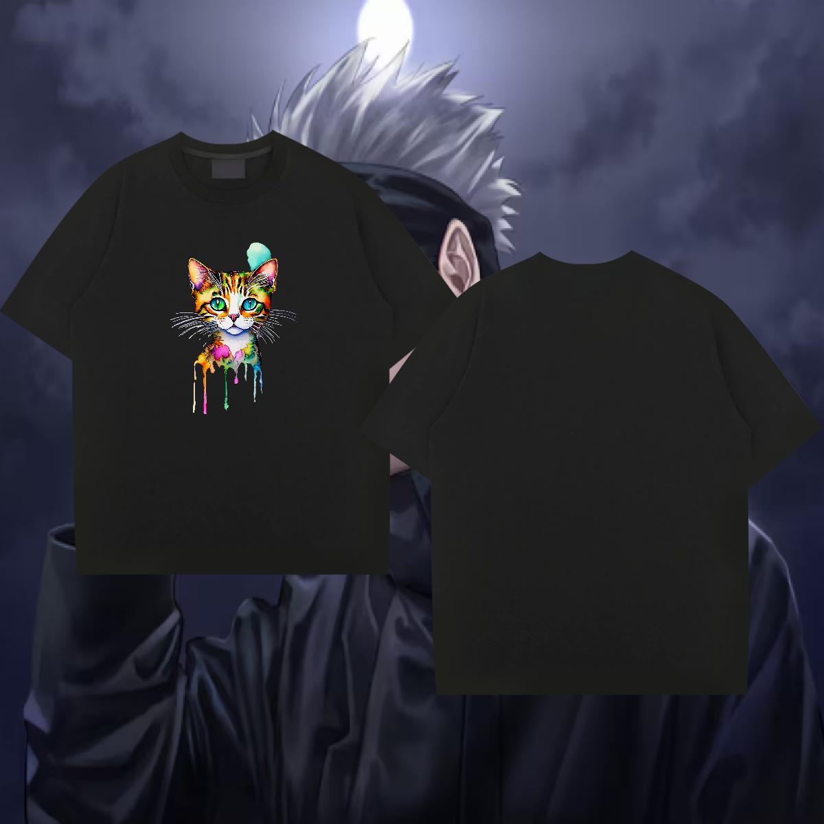 Designer Fashion T-Shirts for Men 100% Cotton 230g cat Home Outdoor Top Tees Pure Cotton Soft Men Clothes T-Shirt DIY Printed