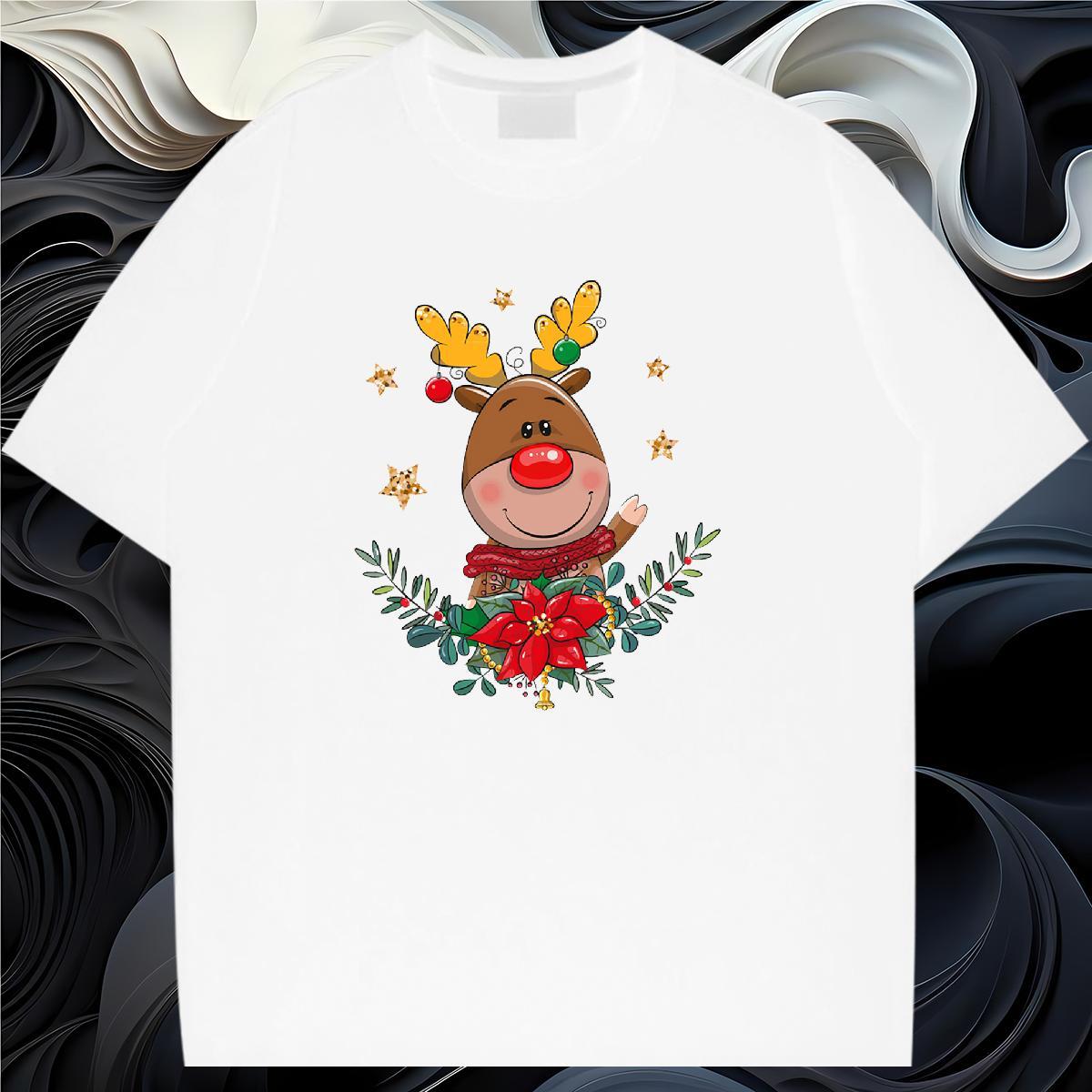 Designer T-Shirts for Men 100% Cotton 230g Christmas Casual Daily Wear Clothings Round Neck Short Sleeve Cool Tshirt for Man Woman DIY