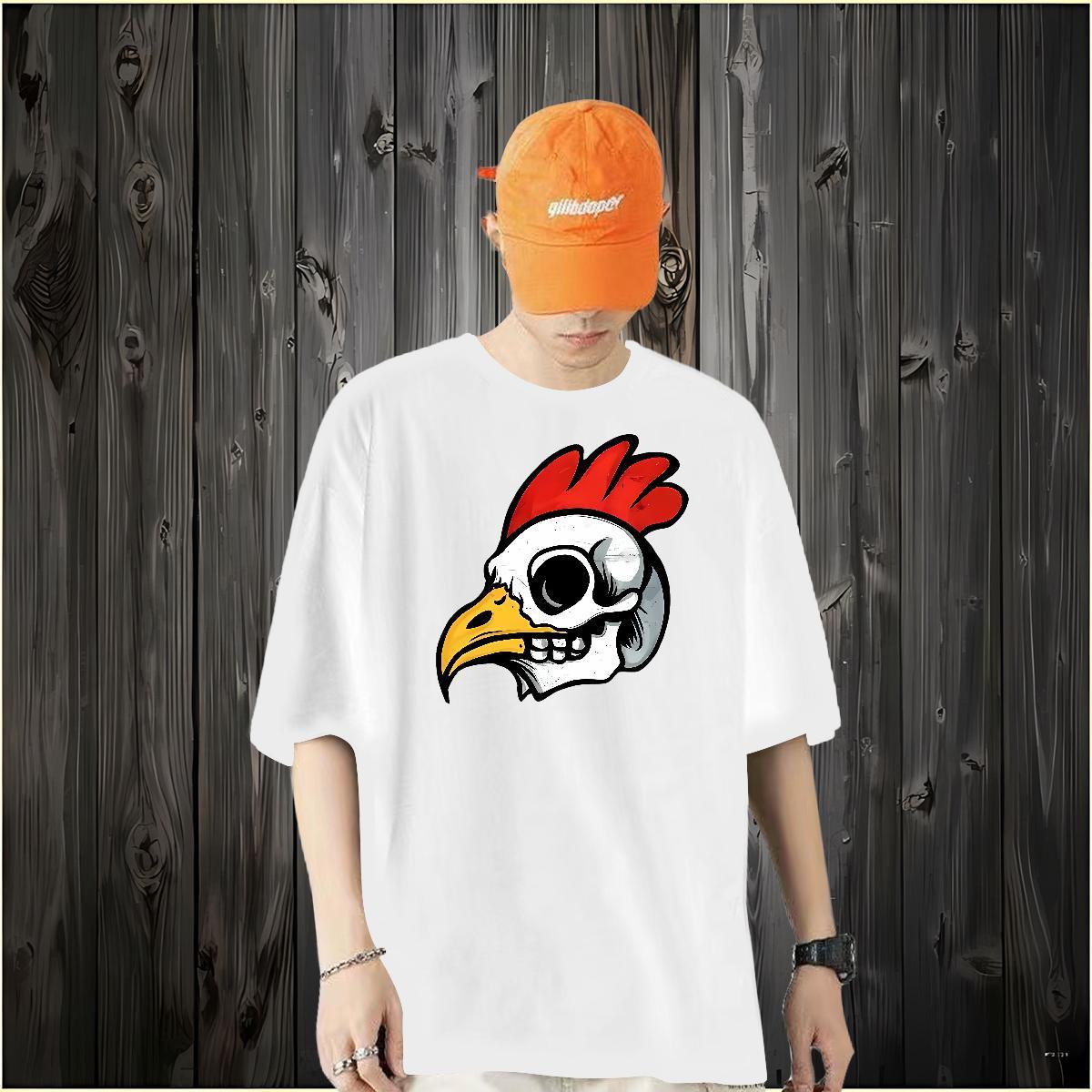 2024 Summer T-Shirts 230g Cotton chicken Casual Daily Wear Tee Shirt Breathable Short Sleeve Soft Tshirts DIY