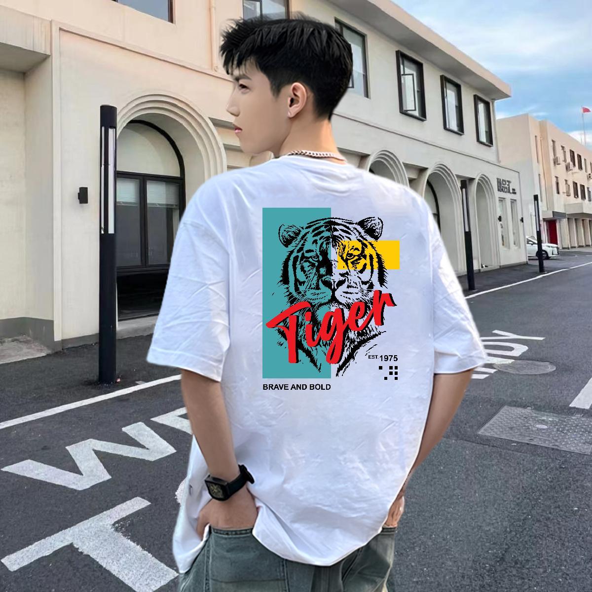 New Arrival Man T Shirts 230g Cotton Beach Tee Shirt O-Neck Short Sleeve Soft Men Tops Tees Anime Print