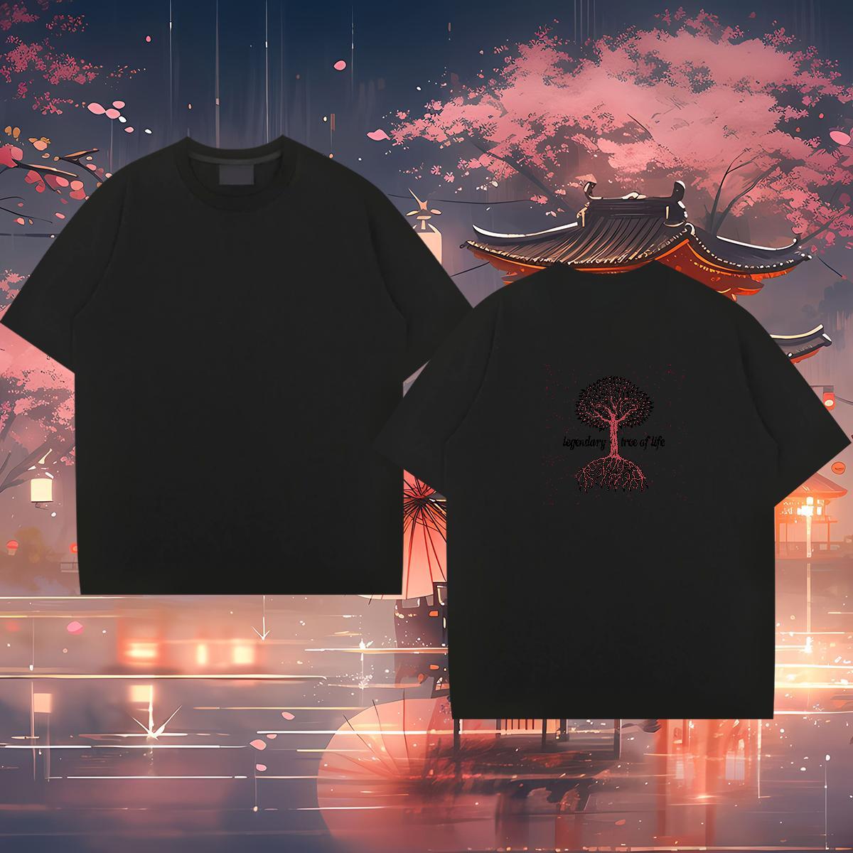 New Designer Men T Shirts 230g 100% Cotton tree Daily Wear Tops Shirt Short Sleeve Soft Cool Design Men Tshirts Custom Printed