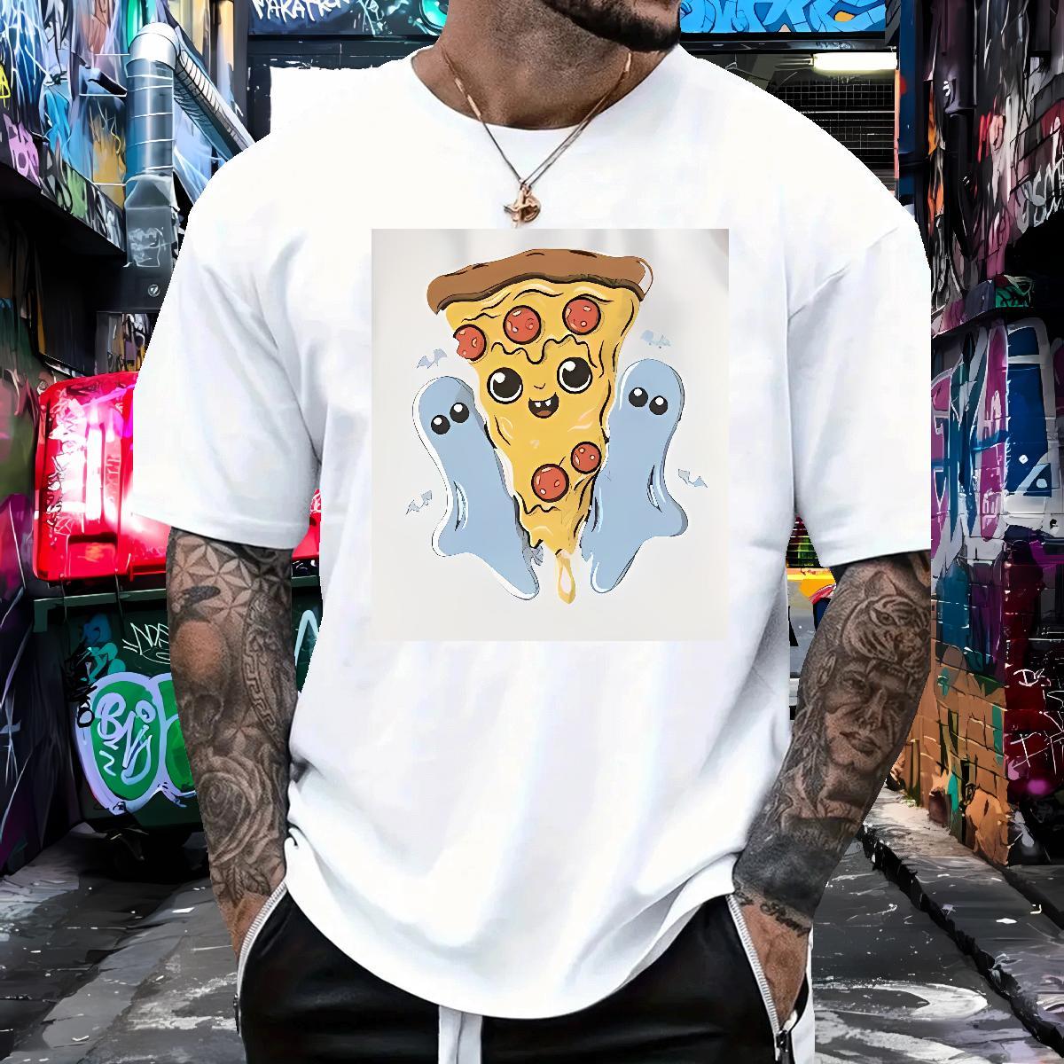 2024 Summer T-Shirts for Men 230g Cotton piazza Street Wear Tees Breathable Short Sleeve Cool Men Tees Anime Print