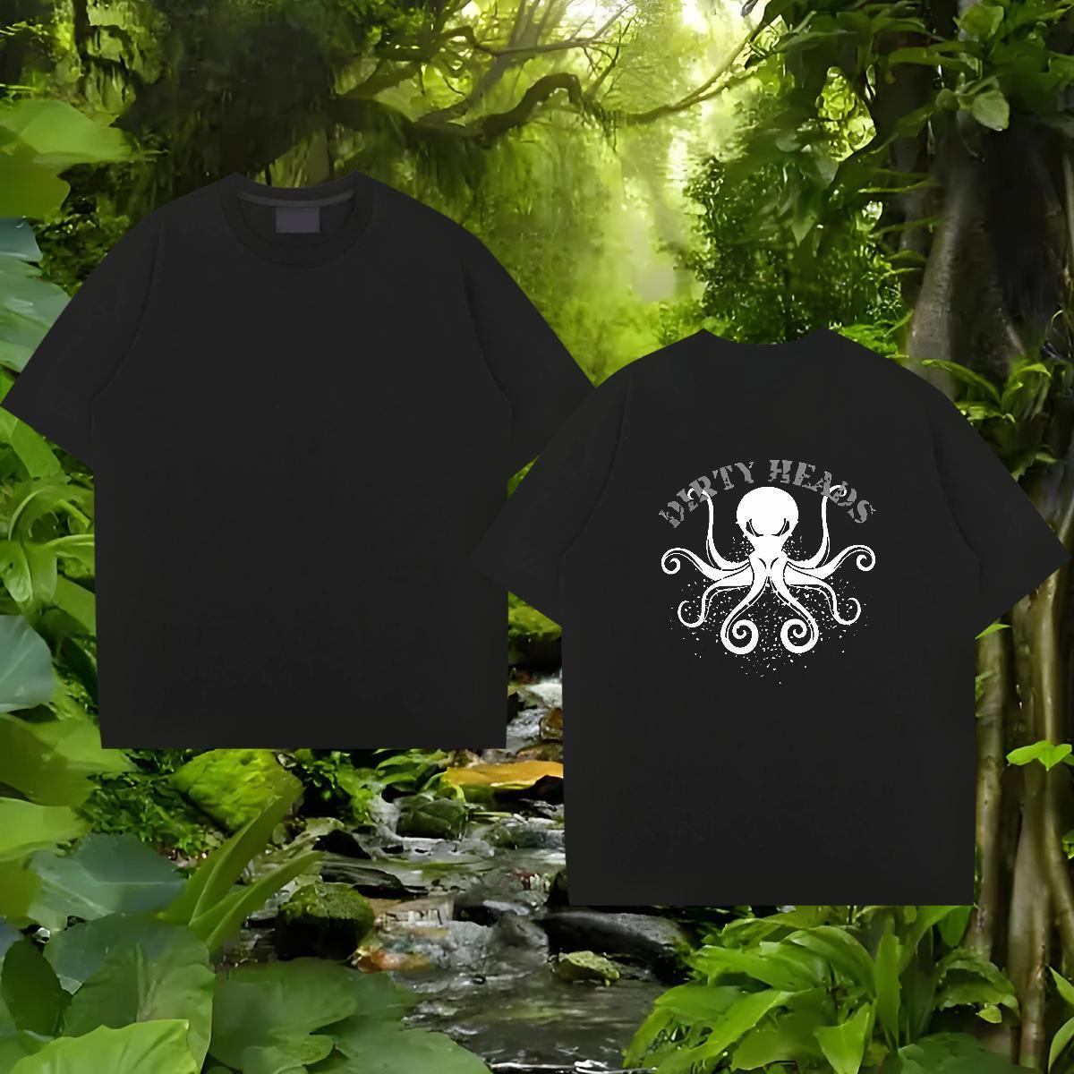 2024 T shirt 230g 100% Cotton octopus Daily Outfit Clothings Pure Cotton Classic Men Clothes T-Shirt Anime