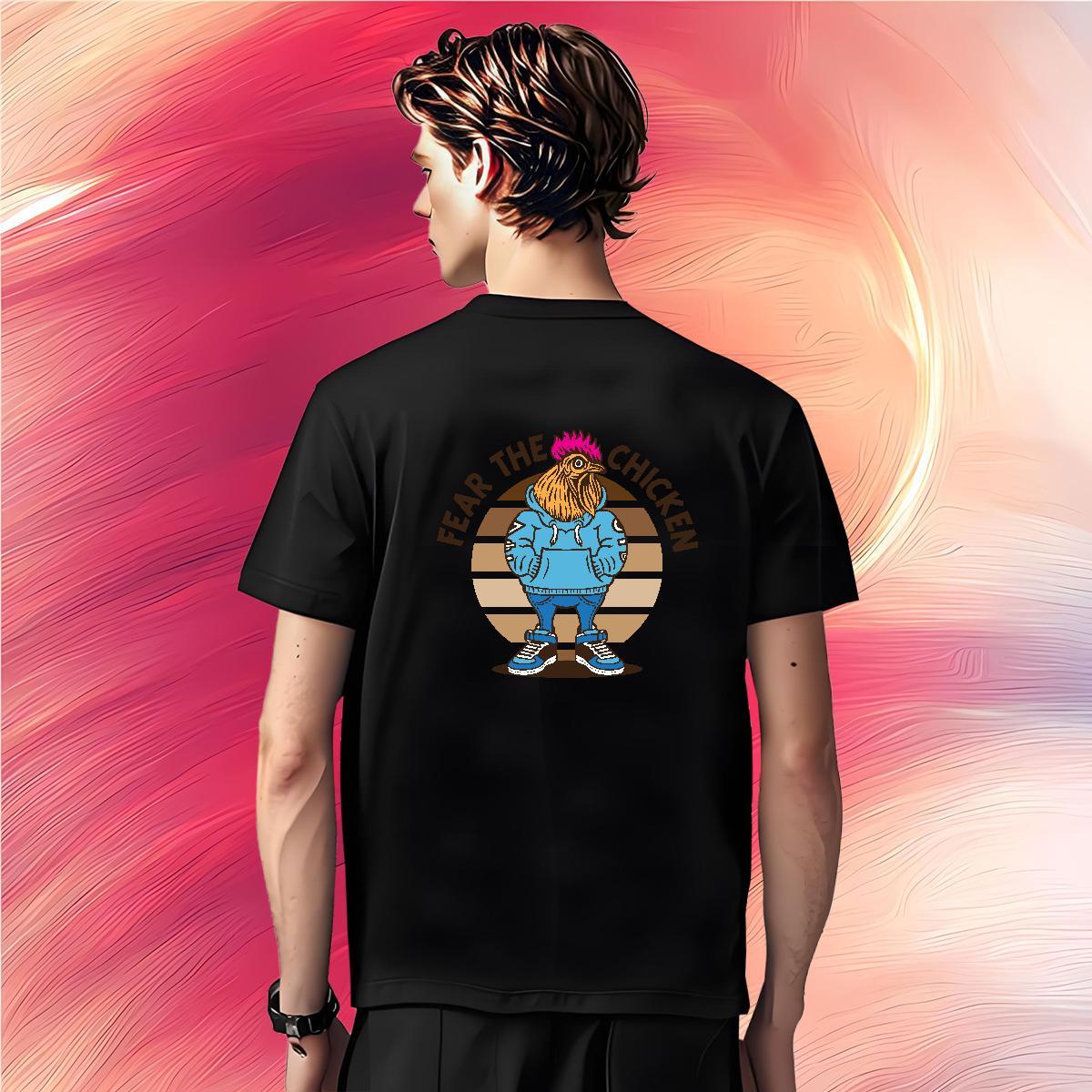 T-Shirts for Men 100% Cotton 230g chicken Spring Summer O-Neck Short Sleeve Customized Print Tshirts Fashion New Brand Tops Tees