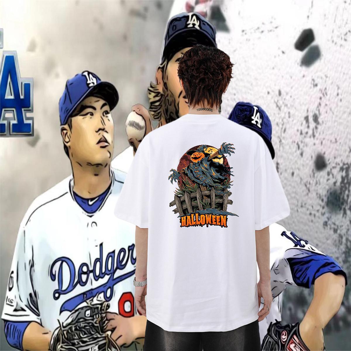 Wholesale Men T Shirts 230g Pure Cotton pumpkin Street Wear Crew Neck Breathable Loose Men Tops Tees Anime