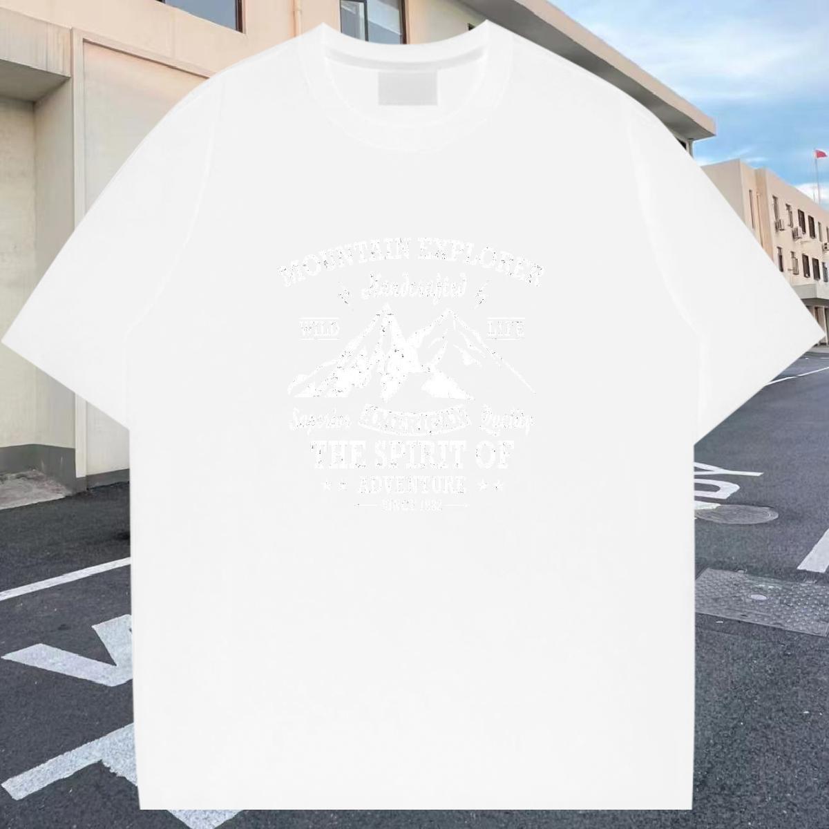 Wholesale Couples T Shirts 100% Cotton 230g Beach mountains Anime Print Round Neck Short Sleeve Customized Man T Shirts Tops Shirt